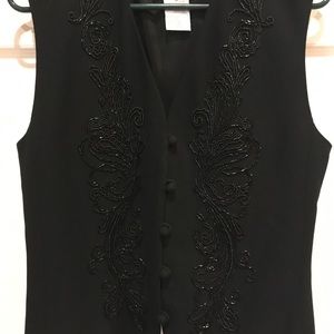 Beaded Black Vest